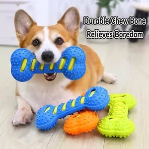 Jouet à Mâcher Sifflant pour Animaux Canard Os en Peluche Durable Nettoyage des Dents pour Chiens Jouet Interactif