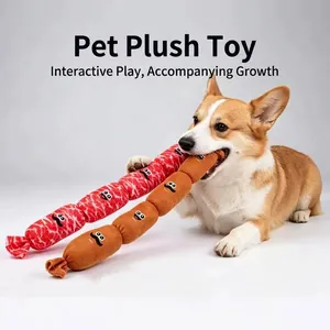 Gioco di peluche sonoro a forma di salsiccia per cani per gioco interattivo