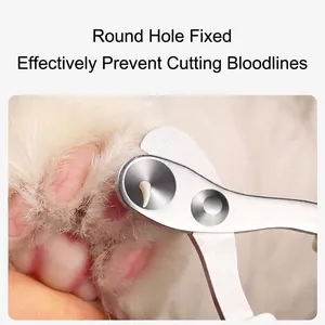 Stainless steel pet nail clippers with round hole safety guard for cats and dogs