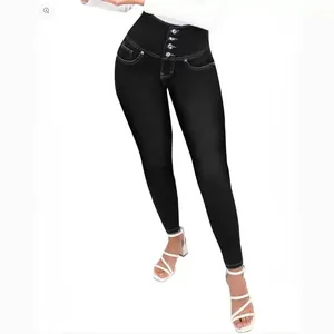 Dames zwarte skinny jeans met hoge taille en corrigerend ontwerp