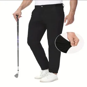 Pantalones de golf negros para hombre con tejido elástico y ajuste entallado cómodo