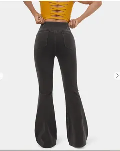 Detailed back view of high-waisted black flared denim jeans for a perfect fit