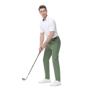 Pantalones de golf verdes para hombre en tejido elástico de nailon y spandex suave