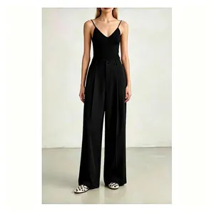 Elegante schwarze Hose mit hoher Taille und weitem Bein für den Business-Look