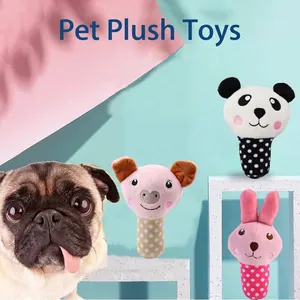 Giocattolo di Peluche Sonoro per Animali Resistente ai Morsi Cane Animale Bastone Coniglio Panda Maiale Pois Interattivo