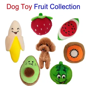 Vruchtvorm Pluche Hondenspeelgoed Piepend Molaire Huisdier Speelgoed Voor Kleine Middelgrote Honden Katten Zachte Aardbei Banaan Meloen Kiwi