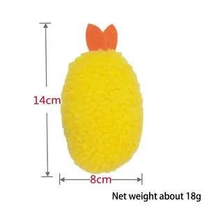 Pluche tempura huisdierspeelgoed van 14 cm hoog en een gewicht van circa 18 gram