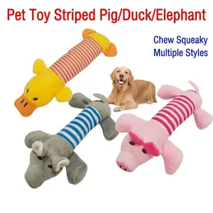 Jouets en peluche rayés pour chiens en forme de porc canard et éléphant