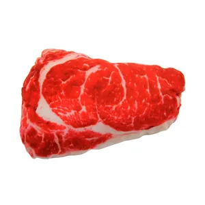 Realistisches Steak-Plüschtier mit Quietscher für Hunde und Katzen, 3D-Digitaldruck