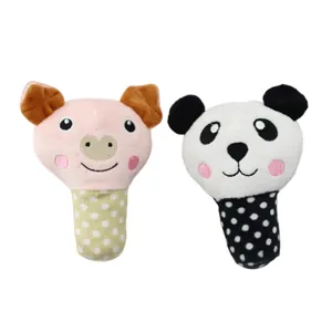 Set di due morbidi giocattoli di peluche sonori per cani a forma di maialino e panda