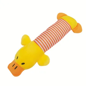 Juguete de peluche con sonido en forma de pato para perros y gatos, limpia dientes