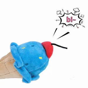 Quietschendes Plüsch-Eiscreme-Hundespielzeug aus weichem blauem Stoff für das Training von Haustieren