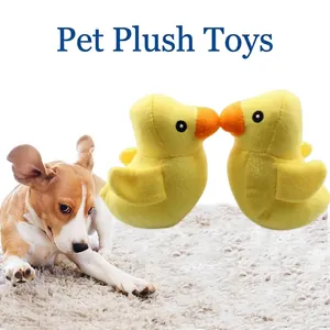 Pet Plush Squeaky Toy Cute Yellow Duck Shape Bite Resistant Teeth Cleaning Soft Stuffed Molar Toy for Dogs and Cats