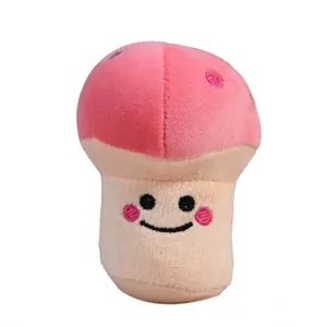 Mignon jouet en peluche champignon rose sonore pour chiens et chats avec visage