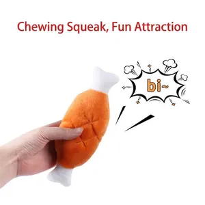 Jouet couineur en peluche pour chien en forme de cuisse de poulet pour mâcher et jouer