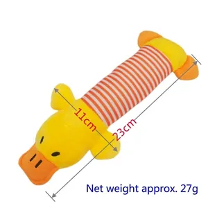 Detalle de juguete de peluche pato para mascotas, 23 cm, peso neto 27 g
