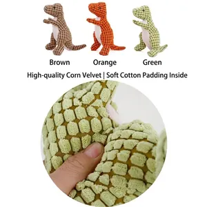Detailed view of the soft corduroy fabric and cotton filling of dinosaur toy