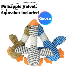 Pineapple Fleece Squeaky Pet Plush Toy Cute Goose Shape Bite Resistant Interactive Sound Toy For Dogs And Cats Durable Molar Toy