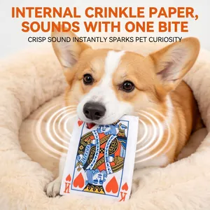 Jouet en peluche carte à jouer pour chien avec papier froissé interactif