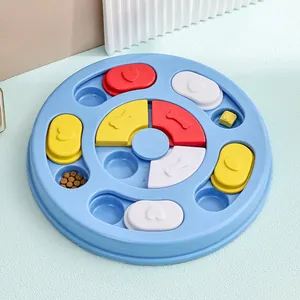 Interactieve ronde voerbak voor honden met gekleurde schuifjes voor langzaam eten