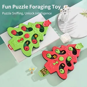 Interactive Christmas tree shaped pet puzzle toy and slow feeder for mental stimulation