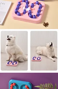 Détail du distributeur de friandises interactif pour animaux avec un chien Samoyède