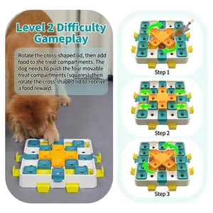 Instrucciones de juguete rompecabezas para perros nivel 2 con compartimentos.