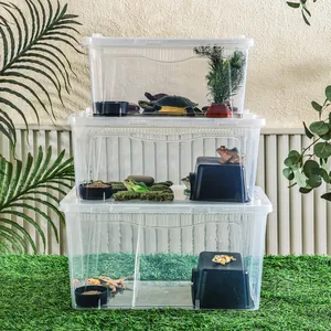 Boîte de reproduction empilable en plastique transparent pour reptiles et tortues