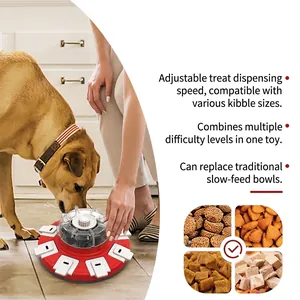 Vue détaillée du jouet interactif pour chien montrant les fentes de réglage pour croquettes