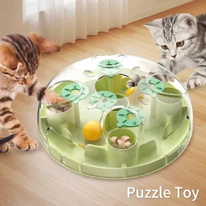 Jouet Puzzle Interactif pour Chat Mangeoire Lente Jeu de Chasse au Trésor Intelligent Distributeur de Friandises en Plastique ABS