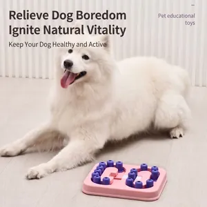 Jouet de puzzle interactif rose pour animaux de compagnie avec scène de chien Samoyède