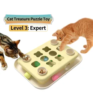 Jouet interactif puzzle pour chat de niveau 3 et mangeoire lente pour chats d'intérieur