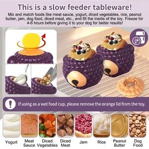 Detail showing variety of dog food fillings for raspberry slow feeder toy