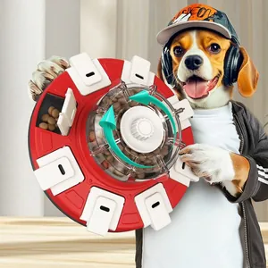 Jouet Puzzle pour Chien Distributeur de Friandises Lent Interactif Carrousel pour Entraînement au Flair Jeu Mental pour Chiens
