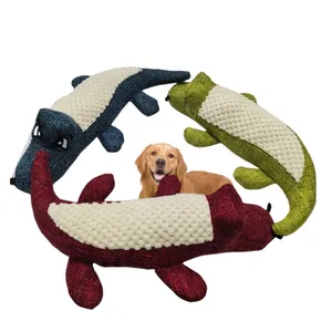 Gioco Sonoro per Cani a Forma di Coccodrillo Peluche Resistente in Tela Gioco da Masticare per Pulizia Denti per Tutte le Razze