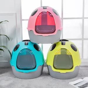 Enclosed ladybug cat litter box, large splash-proof kitten toilet in multi-colors