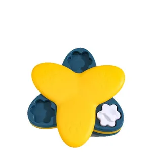 Jouet puzzle interactif et gamelle anti-glouton pour chiens et chats, bleu et jaune