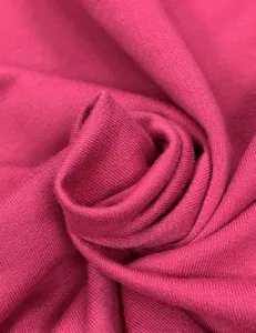 Close-up macro shot of premium fuchsia fuchsia cotton blend sweatshirt fabric texture