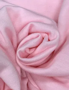 Detailed macro view of soft baby pink knit fabric texture for women's sweatshirt