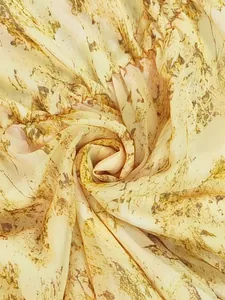 Close-up macro view of bohemian abstract print fabric texture for dress detail