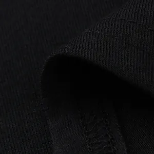 Close-up of high-quality black knitted fabric texture and detailed hem stitching