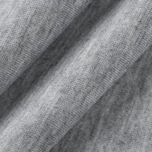 Detailed view of high-quality grey heather knitted fabric texture for cardigans