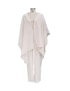 Elegantes 2-teiliges Loungewear-Set aus Baumwolle und Leinen mit Cardigan-Design