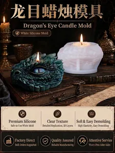 Detailed view of dragon eye candle mold with intricate scale texture and realistic iris