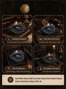 Detailed dragon eye silicone mold for DIY mythical dark fantasy themed candle making