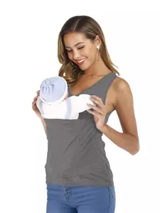 Top da Donna con Marsupio Multifunzionale per Genitore e Figlio T-Shirt Casual Senza Maniche con Tasca per Bambini Gilet in Poliestere