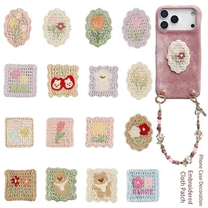 Cartone Animato Carino Fiore Orso Toppa Ricamata Poliestere DIY Custodia per Telefono Decorazione Toppa Ricamata