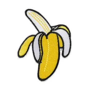 Patch ricamata a forma di banana sbucciata per decorazione vestiti e cover cellulari