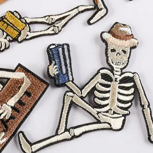 Original cartoon skeleton embroidered patches for DIY clothing and accessory decoration
