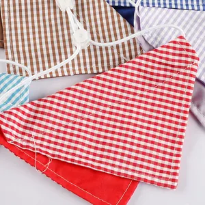 Bavoirs bandanas à carreaux pour chiens et chats avec cordon de serrage réglable